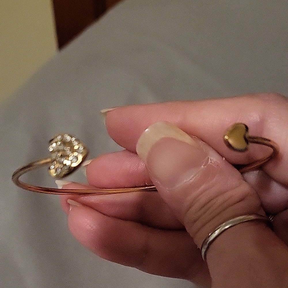 Gold Heart Bangle Bracelet